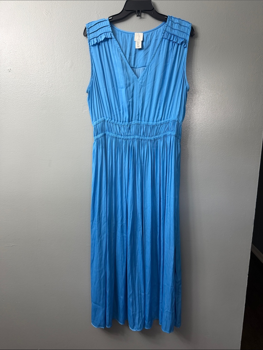 Joie Sky Blue Sleeveless V-Neck smocked waist Maxi Dress XL